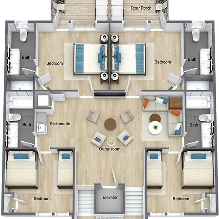 "The Pearl" Gulf Front Wprvt Heated Pool, 12 Bdrm 125Bath "Alvacationrentals"-3
