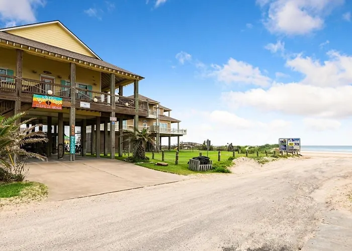 Beachfront With Deck Hot Tub And View And Cargo Lift Sleeps 14 Bolivar Peninsula